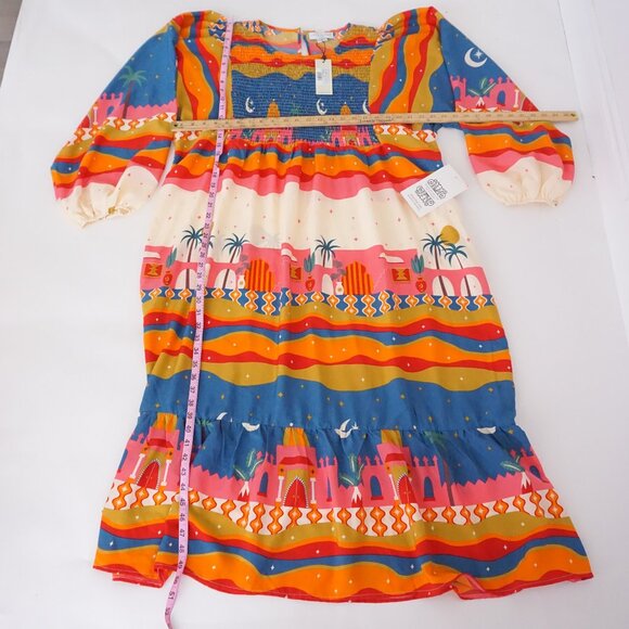 Never Fully Dressed Multicolor Smocked Long Sleeve Arabian Sky Maxi Dress 16 - Picture 2 of 12